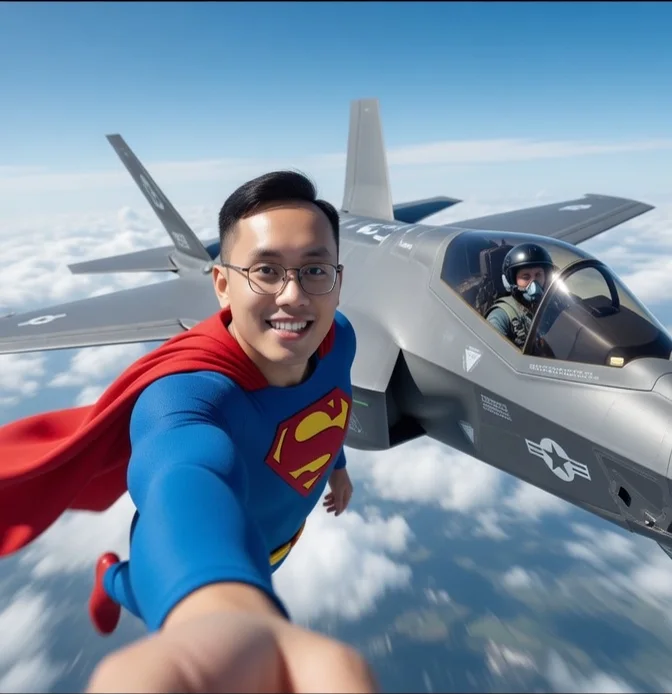 Cape alongside a fighter jet